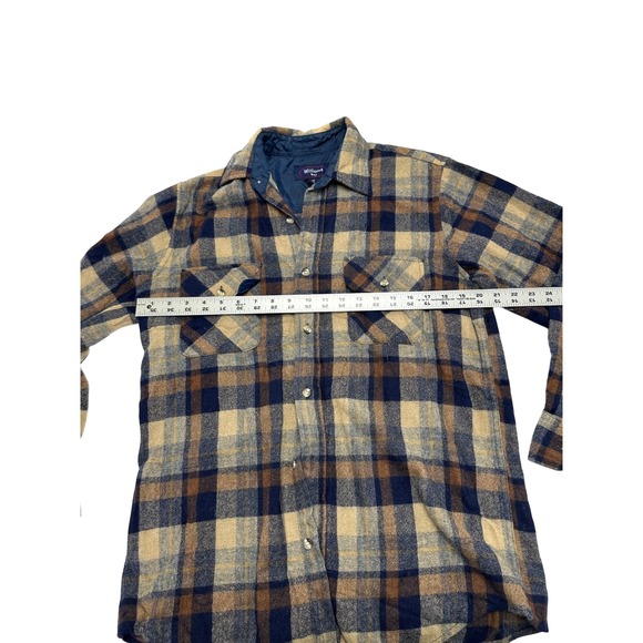 Vintage 90s Williams Bay Men's Plaid Button Up Shirt Medium Flannel Wool Blend - Picture 7 of 9